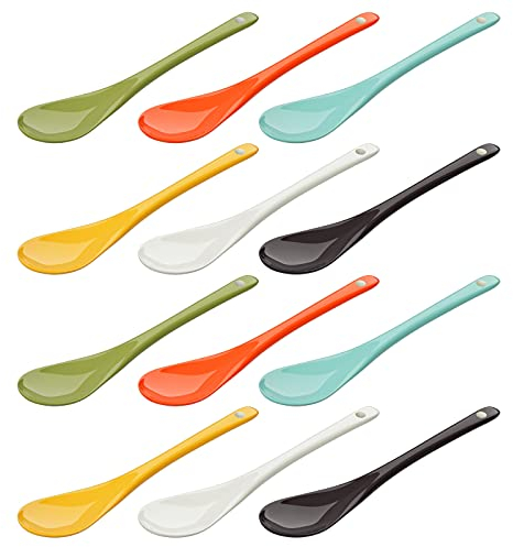 Wellgro - 12 cucchiai per uova in porcellana colorata, da caffè, da tè, da dessert, portauova, posate, in diverse quantità a scelta