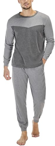 Marvmys Men's Pyjamas Sets Men's Lounge Pants Men's Loungewear Set With Adjustable Drawstrings And Pocket Breathable & Comfortable Pajamas For Man Nightwear Loungewear C-Dark Grey M