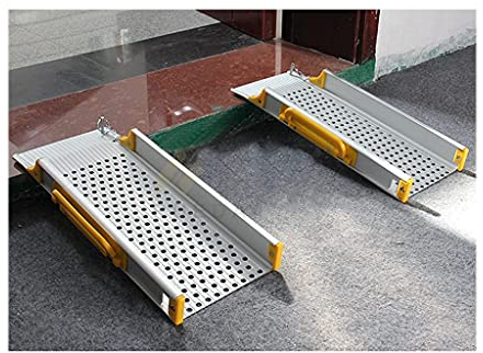 2 Stück Tragbare Rollstuhl-Rampe aus Aluminium, Leichtbau für Rollstühle, Treppen, Roller, Fahrrad, 45X16Cm, 60X16Cm, 90X16Cm/90X16Cm