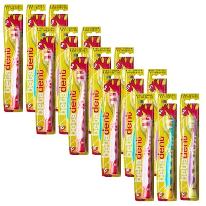 Betadent KIT 15 SPAZZOLINO Soft Kids-Junior Bambini 5-11 Anni. Setole Morbide per Una Corretta Pulizia dei Denti tra Gli Spazi Interdentali. Anti Carie. 15 Pezzi, Colori assortiti