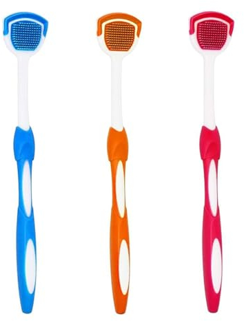HZAOPZE 3 raschietti per Lingua, Colore Casuale, Spazzola per Lingua, Raschietto per Lingua- Raschietto per Lingua per Adulti e Lingua, con Spazzola bifacciale, Design Morbido