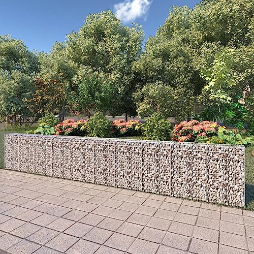 Mur à gabion avec couvercles Acier galvanisé 600x30x100 cm,Panneaux de clôture-143584
