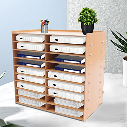 GramStudio 18 Fächer Stackable Master Literature Organizer 51 x 33 x 49cm Dokumentenhalter A4 Papierablage Aktenaufbewahrung Ablagesystem für Büro Arbeitszimmer Schule Office (Gold)