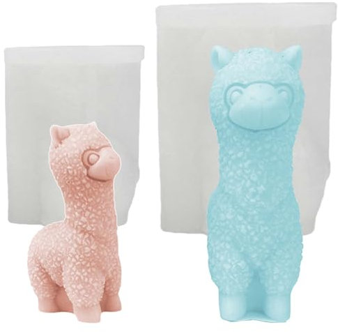 Alpaka Silikonform WISIRENT, 2 Stück 3D Kerzenform gießformen, Diy Formen Schaf Alpaka-Silikonform Tiere für Diy Kerzen, Sojawachs Kerzen, Handwerk