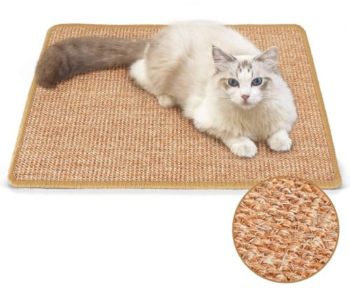 Frogetu 1 Kratzmatte Katze,50x 30cm Sisal Teppich,Katzen Kratzteppich,Natürliche Katzenkratzbretter,Sisalmatte,Sisal Kratzteppich,Kratzbrett Wand,um Katzenkratzern Vorzubeugen