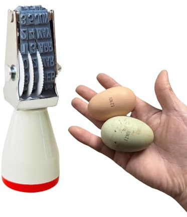 Homvik Egg Date Stamp for Fresh Eggs, Rubber Egg Stamper, Suitable for Chicken Duck Turkey Eggs (White)