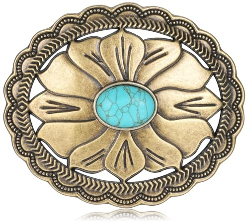Absbolo Western Belt Buckles for Women Floral Turquoise Belt Buckle Rodeo Cowboy Buckle