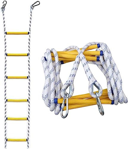 SBCGFY Escalera Blanda de Cuerda de Escape de Incendios, Escalera Salvavidas de 3/5/10/15/20 m, Escalera ignífuga de Cuerda de Nailon de Resina, Escalera de Cuerda par(5m)
