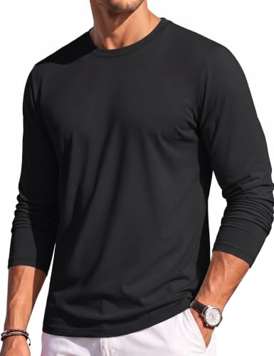 TACVASEN Maglia Uomo Manica Lunga Casual in Cotone con Collo Rotondo T Shirt Morbide e Comode