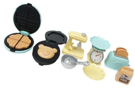 YCHUCH Educational Tiny Bread Maker Set For Dollhouses Enthusiasts Complete With Grinding Tool And Dishware Plastic Doll Kitchen Toy For Kids