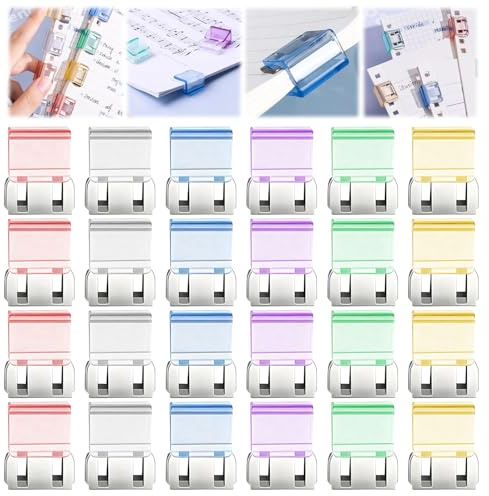 24 Pcs Bulldog Clips Binder Clip Colored Metal Push Paper Clips, Durable Paper Clamps No Marks, 60 Sheet Capacity Multi-Use Foldback Clips for Office Home Kitchen Stationary (Colourful-24pcs)