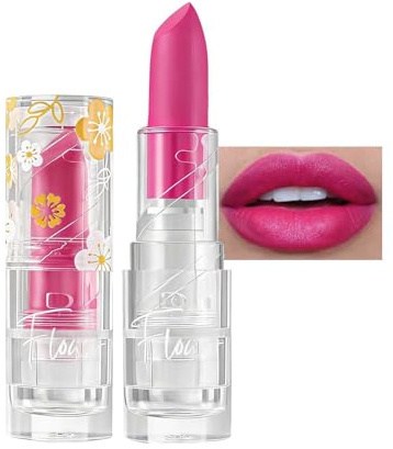 Bright Pink Lipstick, Matte Hot Pink Silky Smooth Lip Makeup, Velvet Full-coverage Vivid Rose Pink Lip Stick, Long Lasting Highly Pigmented Tinted Lip Balm Color, Gift for Women