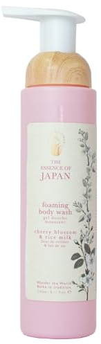 Wanderflower Foaming Body Wash 240ml Pump Bottle | Hydrating & Skin Softening Shower Cleanser | Rich Creamy Foam | Cherry Blossom Essence of (Japan)