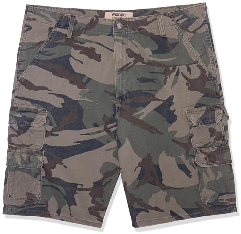 Wrangler Authentics Men's Premium Twill Cargo Short (Bennard), Forest Green Camo, 40