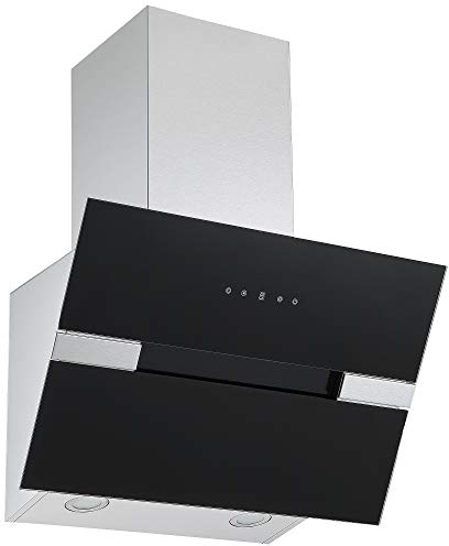 Cookology Elite Black Angled Glass Extractor Fan | Designer Chimney Cooker Hood (60cm)