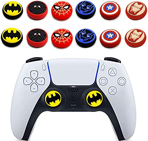 12Pcs Silicone Anti-Slip Thumb Grips, Universal Superhero Analog Stick Caps for PS5, PS4, Xbox Series X/S, Switch Pro Controller, Sweat Resistant Joystick Covers for Gaming Protection