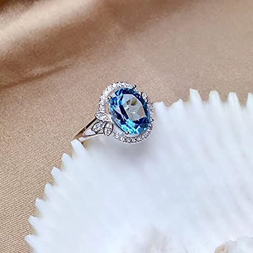 Mode Damringar Smycken Syntetisk Safir Silver Bröllop Förlovningsring Vintage Utsökt Damring Blå Zirkon Gåva