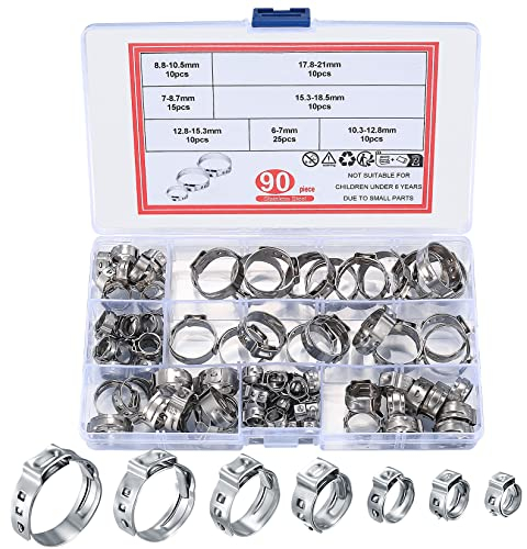 90 Piezas Abrazaderas de Manguera de Tornillo Sin Fin de Acero Inoxidable, Abrazaderas de Tubería de Tornillo Ajustable para Tubería de Agua de Piscina, Tubería de Automóvil