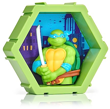 WOW! PODS - 4D Ninja Turtles Leonardo, figurine unique à collectionner à tête branlante qui éclate de leur monde dans le vôtre, décoration murale ou étagère, jouets et cadeaux des tortues ninja, série