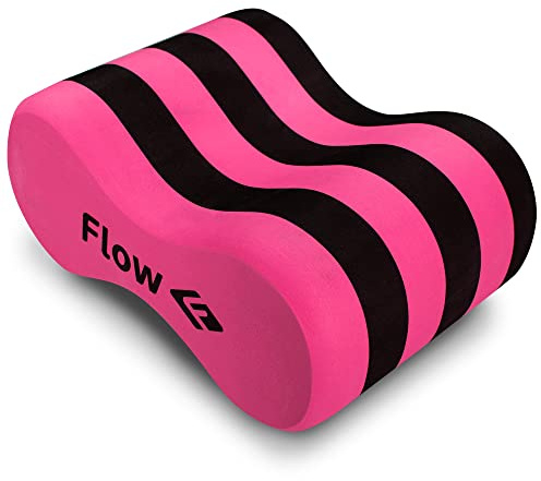 Flow Swim Gear Training Pull Buoy - Pull Float for Pool Lap Swimming in Adult and Junior Sizes (Pink/Black, Adult)
