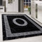 HomebyHome Teppich Wohnzimmer 280x370 cm (300x400 cm) Schwarz Moderne Bordüre Design - Küche Esszimmer und Schlafzimmer Teppich Kurzflor Extra Weich Pflegeleicht - Carpet Living Room