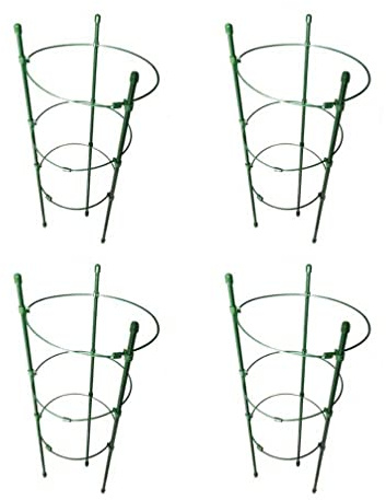 Yardwe 4pcs Climbing Plant Special Flower Stand Garden Trellis Peony Supports Plant Stakes Plant Support Rings Plants Flowers Trellis Metal Tube Covered with Plastic Cage Frame Heavy