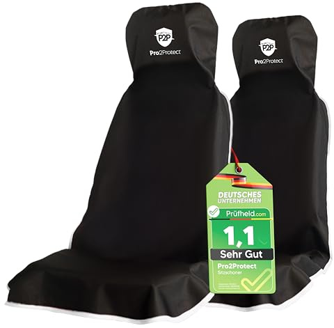 Pro2Protect® [2X Test SEHR GUT Autositzschoner Vordersitze | WASSERDICHT | 2er Set | Autositzbezüge Sitzauflage Sitzbezüge Auto | Schonbezug vorne, Autositzauflage Sitzschoner Auto Zubehör Innenraum