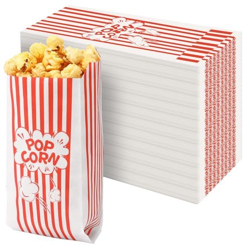 SEPGLITTER 120Pcs Popcorn Bags, Popcorn Paper Bags Candy Bag Party Bag Popcorn Box Machine Accessories for Popcorn Snacks Bars Movie Nights