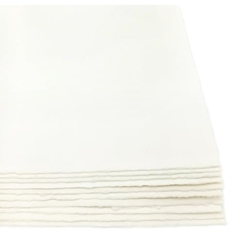 Generico Fogli in Carta A4 Riciclata Fatta a Mano, con Bordi irregolari, 21x29,7cm, 250 g/m2, Confezione da 10, per inviti, biglietti, partecipazioni, Made in Italy (Bianco)