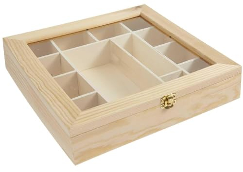 Sortierbox aus Holz mit Sichtfenster, 27,1 x 27,6 x 5,5 cm