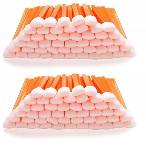 APACALI 200PCS Foam Cleaning Swabs Sticks, Foam Tip Cleaning Swabs, Rectangle Foam Cleaning Swabs, Square Cleaning Swabs Sticks for Camera, Optical Lens, Optical Equipment, Orange