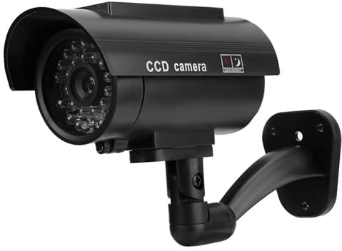 Cámara Falsa Simulada con Energía Solar, Cámara Falsa de Seguridad Impermeable, con Luz LED Intermitente, para Uso en Interiores y Exteriores, Disuade a los Ladrones