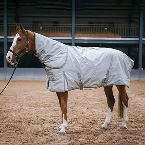 Vintersönderrivning, andning, varm ponnyfilt Flugtäcke for hästar Vinter Poly hästtäcke Belly Wrap Lime(Grey,155cm(61in))