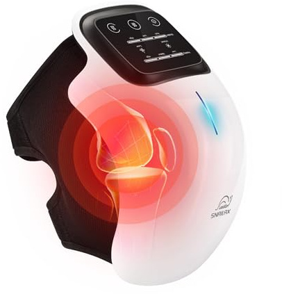 Snailax masajeador de rodilla con luz roja y calor, masajeador inalámbrico para rodillas con 3 temperaturas | 3 modos de masaje con vibración | Láser e infrarrojos | Batería potente