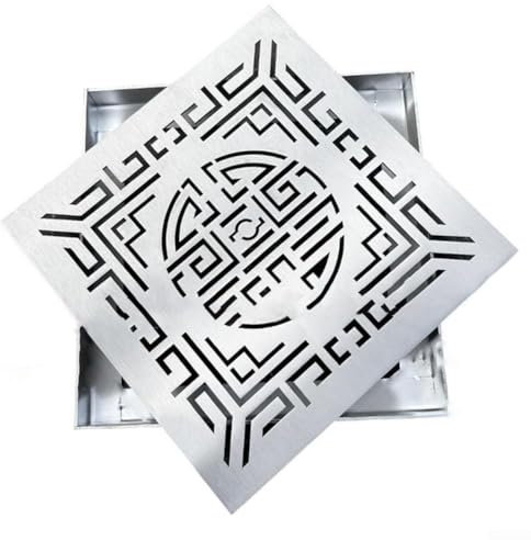 Hasaller Bodenabläufe, quadratische Bodenabläufe mit Rahmen, Edelstahl-Ablaufroste für den Außenbereich, Kanalrost, Metallgitter, Stahlk, Abflussroste für Auffahrt, Garten (300 x 300 x 20 x 2 mm)