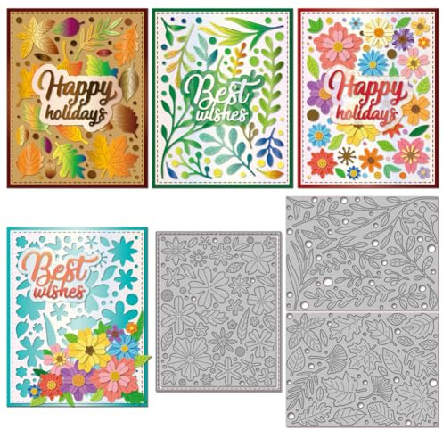 GLOBLELAND Waste Flowers Leaves Background Cutting Dies for Card Making | Metal Plants Background Cut Dies for DIY Scrapbooking Photo Album Craft Decor