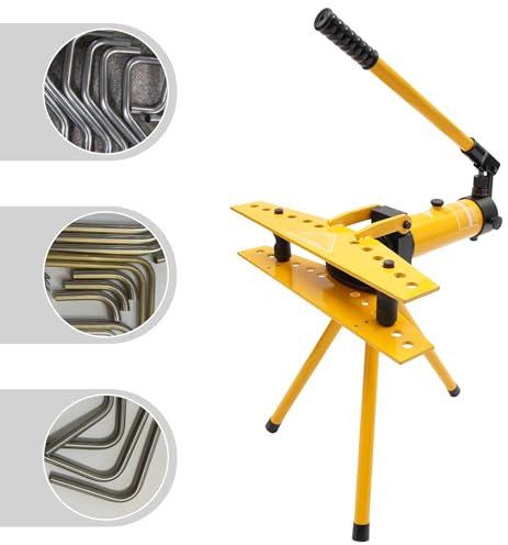 10T Hydraulic Pipe Bender, Manual Exhaust Pipe Bending Machine, Heavy Duty Hydraulic Tube Bender with 6 Molds, 13-34mm Pipe Diameter Tool