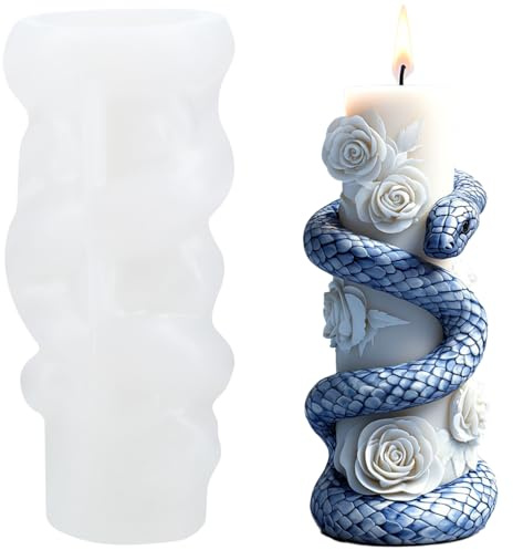 XIAOSHUI Snake Pillar Candle Mold Snake Winding Column Resin Casting Silicone Molds for Candle Making Aromatherapy Candles Gypsum Clay Craft Candle Home Decorate