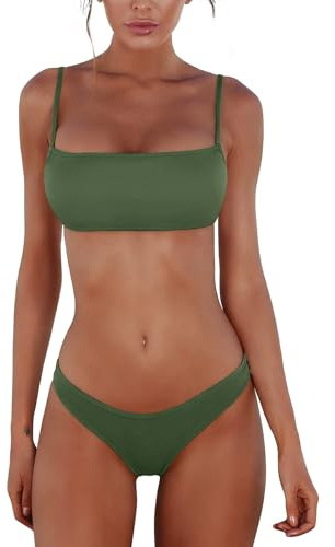 UMIPUBO Costume Donna Due Pezzi Bikini Perizoma Vita Bassa Sexy Brasiliana Abbronzante Tanga Triangolo Schiena Nuda con Coppe Mare Estivo Micro Costume da Bagno