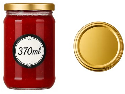 Sixby Lot de 6 bocaux en verre avec couvercle à visser (doré) – 370 ml avec couvercle hermétique – Idéal pour la confiture, le miel, les desserts et les stocks – Passe au lave-vaisselle