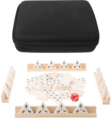 UPKOCH 1 set triangel domino-spel med hållare resefodral - triangulära plattor bärbart strategispel för vuxna barnspelare familjekognitiv