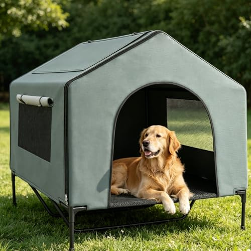 Caseta para perros Grande con Techo 100cm,3 en 1 Casa Perro Impermeable