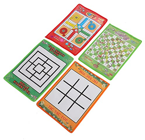 SPYMINNPOO Jeu d'échecs pour Enfants, Jeux de société Pliables Portables Non Tissés avec échelles de Serpents, Ludo, Adaptés aux Voyages en Famille et aux Loisirs en Plein Air