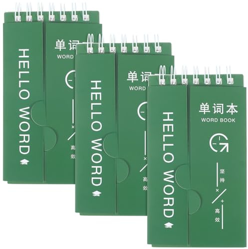 MOBUTOFU 3 Pièces Bloc-notes de Vocabulaire Vert en Papier Rentrée Scolaire, Cahier de Texte Primaire et Bloc-notes de Élève Pratique pour Mémoriser les Mots