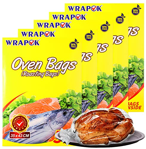 WRAPOK Bratbeutel Kochen Ofen Taschen Kleine - 25 Stück (35 x 43 cm) Für Mikrowellen die Türkei Huhn Fleisch Geflügel Fisch Meeresfrüchte Gemüse