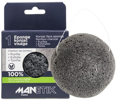 Konjac Expert | Konjak-Schwamm, natürliches Gesicht, Bambuskohle, für normale bis fettige Haut