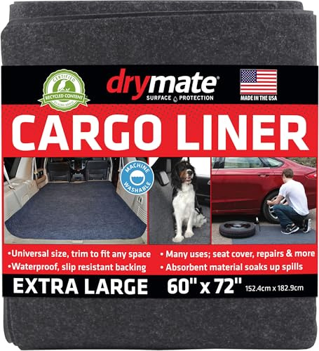 Drymate Cargo Liner Mat (58” x 72”), Seat Cover/Trunk Liner - Absorbent/Waterproof/Machine Washable - Protects Vehicle Interior, for SUVs, Trucks, Vans, Cars, and Dogs (Made in The USA)