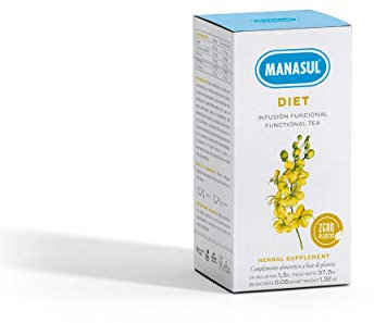 MANASUL - Infusión Digestiva de Sen y Cola de Caballo con Menta y Regaliz. Infusión Adelgazante. Diet. Caja de 25 Bolsitas