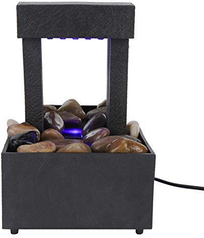 Fontana da tavola a cascata USB LED, meditazione dell'acqua per interni fontana Zen, fontana da tavolo con pietre per decorazioni per ufficio