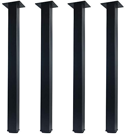 QLLY Möbelfüße Verstellbar Schwarz 60cm, 4er Set Füße für Möbel, Vierkant Profil 50 x 50 mm Couchtischbein, Endtischbein, Stuhlbeine, Kinderschreibtisch (60cm, Schwarz)